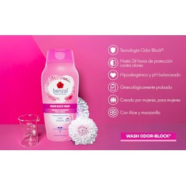 Benzal Jabon Intimo Femenino, Odor Block Wash, Protección 24h, 3 pack 355 ml cada