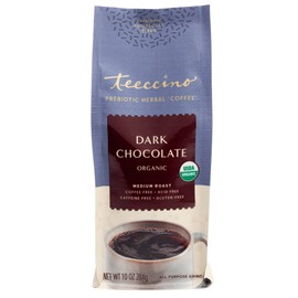 Teeccino Prebiotic SuperBoost Coffee Alternative – Dark Chocolate – Support Probiotics with Caffeine-Free Herbal Coffee Featuring 3 Vegan Prebiotics for Gut Health & Enhanced Mood, 10 Ounce