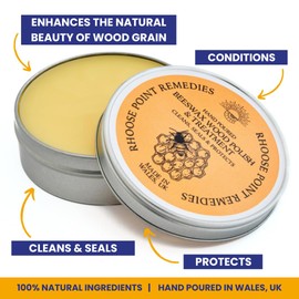 Premium Beeswax Wood Polish & Furniture Wax – Hand Poured Wood Conditioner | Eco-Friendly & Non-Toxic | Protects & Restores All Wood: Furniture, Toys, Cutting Boards, Ornaments (1 Fl Oz)