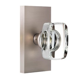 HIEMEY Crystal Glass Passage Door Knobs Interior, Modern Brushed Nickel Door Knobs Heavy Duty for Closet Hallway