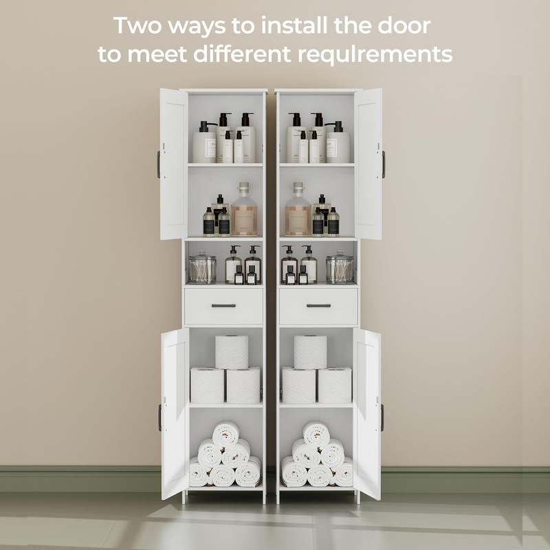 Homhedy 67" H Tall Bathroom Storage Cabinet with 2 Barn