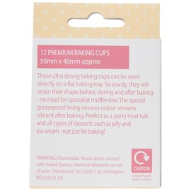 Baked with Love Red Baking Cups, Cupcake Cases, Greaseproof Baking Cases, Red - Pack of 12