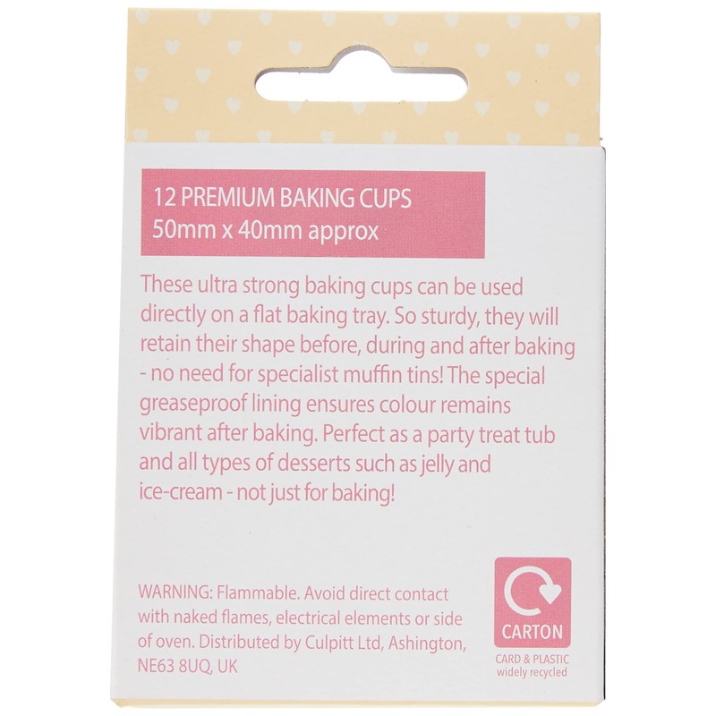 Baked with Love Red Baking Cups, Cupcake Cases, Greaseproof Baking