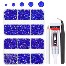qiipii Dark Blue Resin Rhinestones for Bedazzling Crafting Sapphire Blue Flatback Crystal Stones 2mm 3mm 4mm 5mm 6mm Diamonds Gems Charms for Nails Face Eyes Makuep Tumblers Bottles DIY Crafts Shoes
