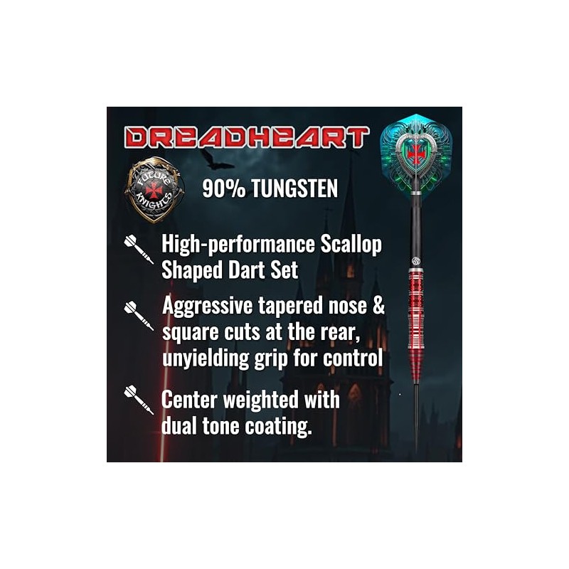 Future Knights Dreadheart Steel Tip Dart Set-90% Tungsten Professional Darts