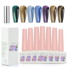 ADHERE Vintage Royal Series - Cat Eye Nail Gel Polish Collection – Cat Eye Gel Polish Set with Magnet - Magnetic Gel Nail Varnish Nail Art with Glitter Shimmering Sparkle Colors Magnetic Effects