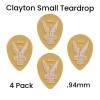 Clayton Ultem Gold Small Teardrop Guitar Picks - .94mm 3