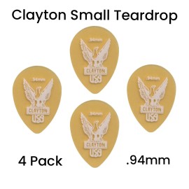 Clayton Ultem Gold Small Teardrop Guitar Picks - .94mm  3 Pack