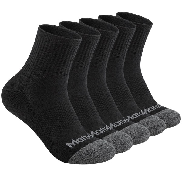 Monxiery Mens 100% Cotton Cushioned Moisture Wicking Ankel Socks, Athletic