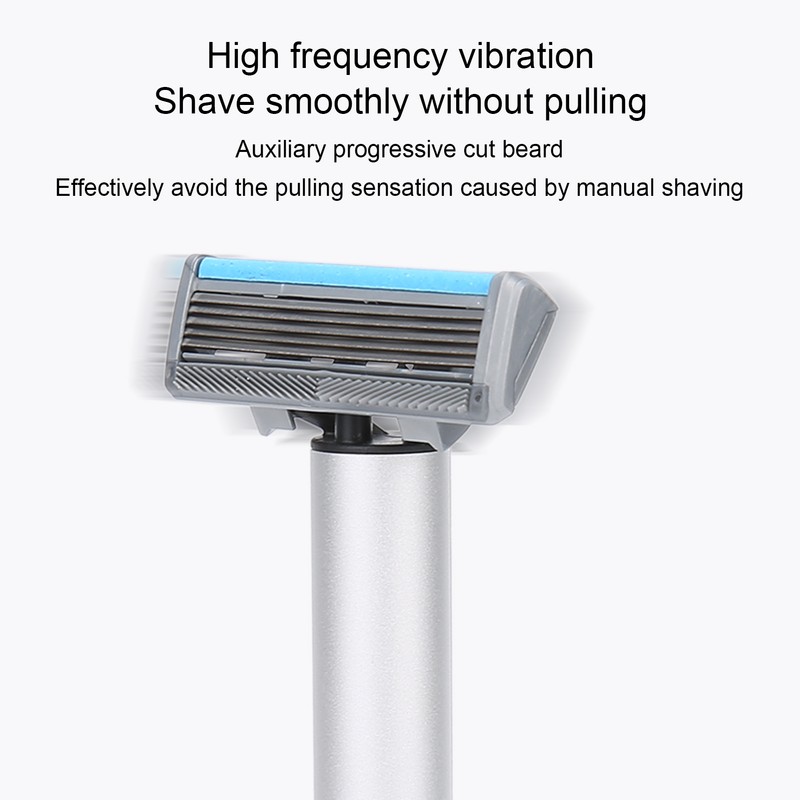 Men Electric Double Edge Razor Portable Adjustable Vibration Metal Shaver