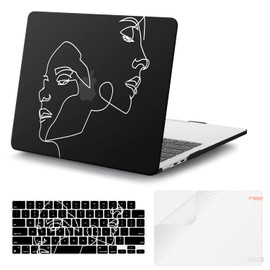 iCasso for MacBook Air 13 inch Case 2025 2024-2022 Release M4 A3240 M3 A3113 A2681 M2 with Liquid Retina Display, Hard Plastic Shell for Mac Air 13.6, TPU Keyboard Cover&Screen Protector, Face Sketch