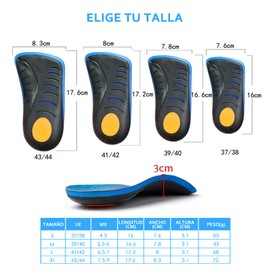 Plantillas Ortopédicas para el Dolor de Arco 43/44, Plantillas Ortopédicas para Fascitis Plantar, Soporte de Arco Alto de 3/4 de Longitud, Almohadillas para Aliviar el Dolor de Arco para Hombres y Mujeres