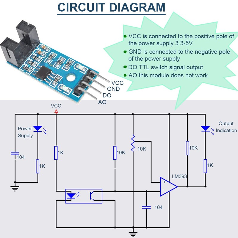 DAOKAI 5pcs Robot ir Infrared Slotted Optical Optocoupler Speed Measurement