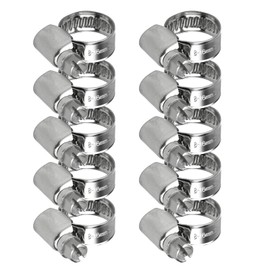10 Pcs 8-16mm Hose Clips Adjustable, Stainless Steel Jubilee Clips for Securing Hose Connections Home Gas Pipe Flexible Hose Pipe Tube