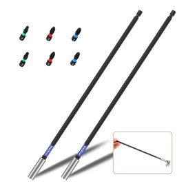 WojBear 2 PCS Magnetic Extension Bit Holder Set, 2 * 300mm Drill Bit Holder for Impact Driver with 6 PCS Screwdriver Bits, 2*PZ2 2*PH2 T20 TT20