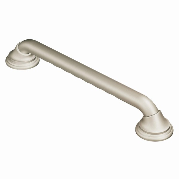 Moen LR8716D3GBN Home Care Safety 16-Inch Designer Bathroom Grab Bar with Curled Grip, Brushed Nickel