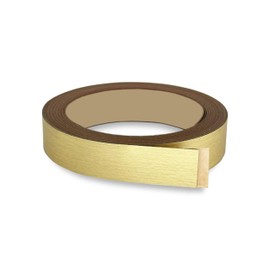 Brushed Gold PVC 3/4 inch x 50 ft Edge Banding Peel Stick Tape Adhesive Metal Edging Veneer Aluminum Trim Flexible Strip Molding Mdf Wood Cabinet Laminate Shelf Furniture Countertop Formica Plywood