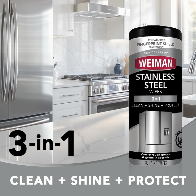 Weiman Stainless Steel Cleaner and Polish Wipes Bundle with Microfiber