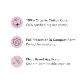 Rael Organic Cotton Compact Tampons - BPA-Free Applicator, Chlorine Free, Compact Applicator with Leak Locker Technology, Unscented (36 Count, Regular)
