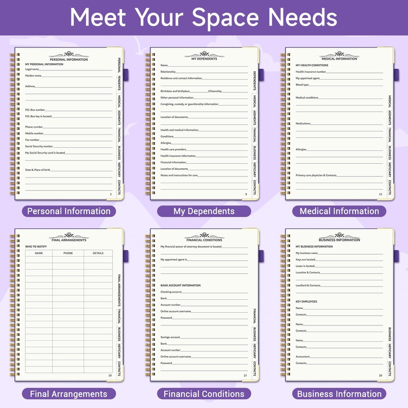 End of Life Planner, Estate Planning Organizer with Tabs for
