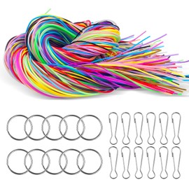 tekenewbse Pack of 200 Scooby DOO Bands, Scoubidou Bands, Ribbons for Bracelets, Thread Scoubidou, Braiding Cords, Braiding with Keychain and Hooks, for Crafts Bracelets, Necklaces, Keyrings