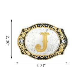 QQA Vintage Fashion Western Belt Buckle A to Z Initial Letter Cowboy Belt Buckles for Men/Women