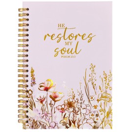 Ecezatik Christian Women's Notebook With Gold Foil, Christian Art Gift Diary, Women's Prayer Diary, Exquisite Bible Notebook, Psalm 23:3 "He Restores My Soul, 5.5 X 8.3
