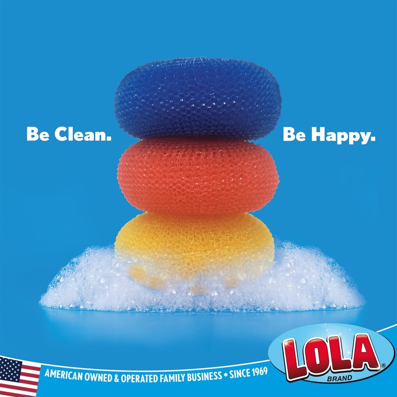 LOLA Plastic Mesh Scouring Pads - 18 Pack, 3.375" x