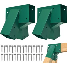BeneLabel A-Frame 2 Swing Set Brackets, Heavy Duty Steel Swing Set Hardware with Mounting Hardware, DIY Swing Set End Bracket Swing Set Kit for 2 (4x4) Legs & 1 (4x6) Beam, Green
