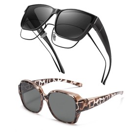 SDXCJY Polarised Sunglasses Fits Over Lenses for Men Women Face Shadow Polarised Sunglasses Square UV400 Protection, 2 pieces., Unit size