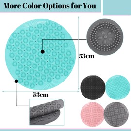 Shower Mat, Extra Round Shower Mat, Anti-Mould, Bath Mats for Bathtub, Shower Mats with Suction Cups, Drain Holes, Machine Washable, Bathroom Bath for Children (Aqua, Circle 55 x 55 cm)