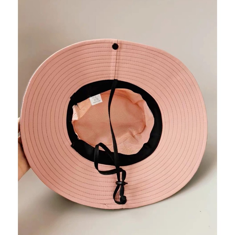 Kids Girls Ponytail Sun Hat Outdoor UV-Protection Foldable Mesh Wide-Brim