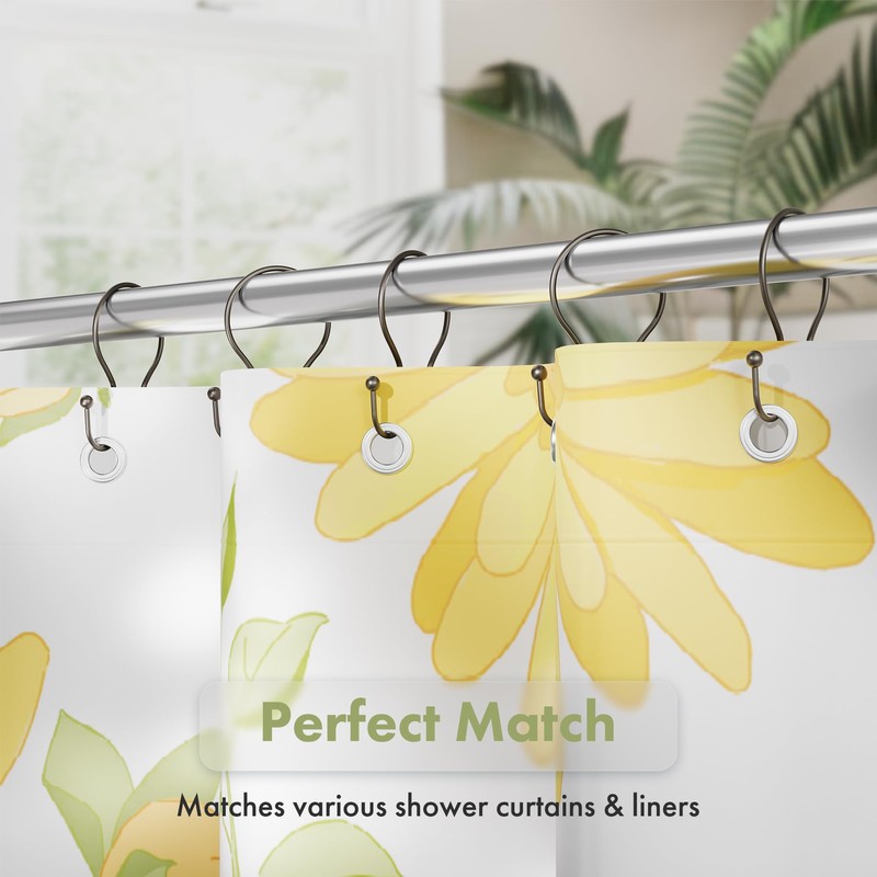 AmazerBath Shower Curtain Hooks Black Shower Curtain Rings, Simple Double