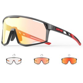 KAPVOE Photochromic Cycling Glasses Men Mountain Bike Sunglasses Women Clear MTB Sports Goggles Transition Bicycle Glasses Triathlon Running UV Protection Red