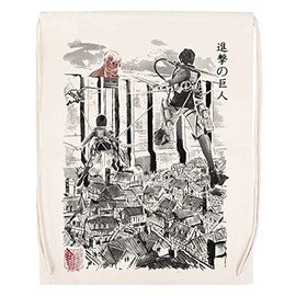 Enigmae Shingeki No Kyojin Sports Cotton Drawstring Bag Sport Cotton Beige Bag
