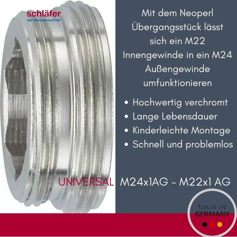 Schläfer 632513 | Pack of 3 M24 x 1 Outer/M22