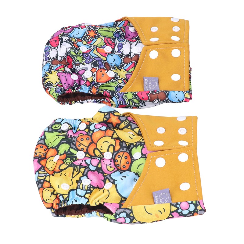 2pcs Cloth Diapers 6 Layer Structure Washable Reusable Elastic Waistband