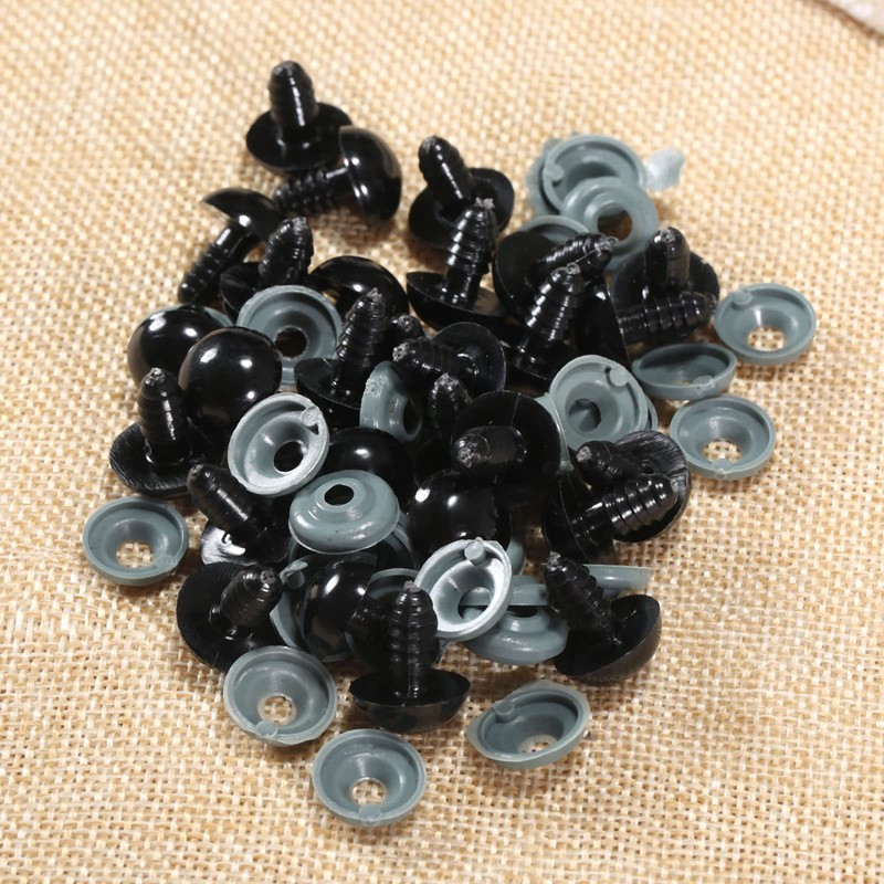 dophee 60Pcs Black Plastic Safety Eyes with Washers, Craft Eyes,