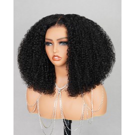 MEGALOOK Salon-Quality Glueless Wigs Human Hair Pre Plucked Pre Cut 220% Density Glueless Wigs 6×6 Lace Front Special Curly Wig Human Hair Bleached Knots (6x6 SC WIG, 16 inch)