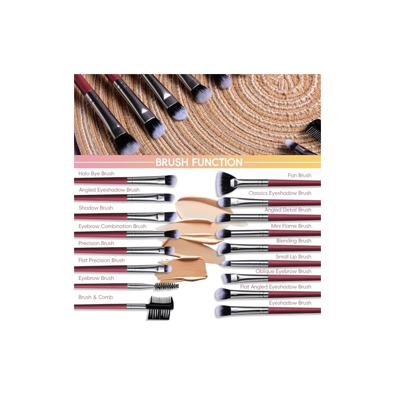 BS-MALL Set de Brochas de Maquillaje para Ojos de 18