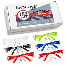 192 Pack of Safety Glasses (Protective Goggles in 6 Colors) Anti-Fog Crystal Clear Eye Protection - Nurses, Construction, Labs