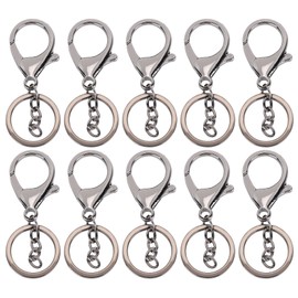 10Pcs Key Chain Plating Non Fading Simple Keychain Bag Buckle Lobster Clasp Hook(Gun Black )