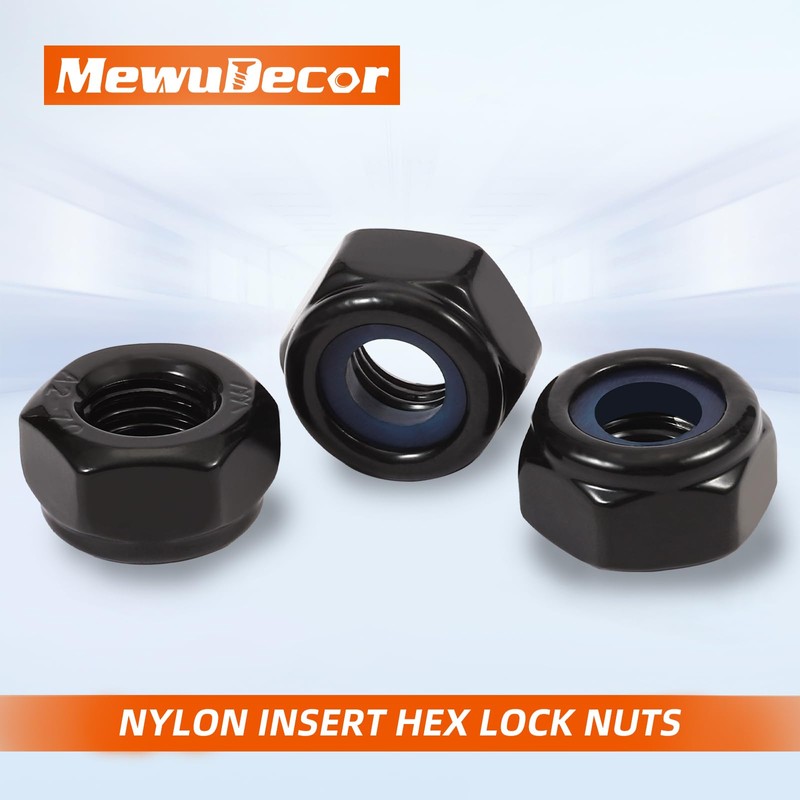 MewuDecor 1/4-20 Nylon Insert Hex Lock Nuts Locknuts, 304 Stainless