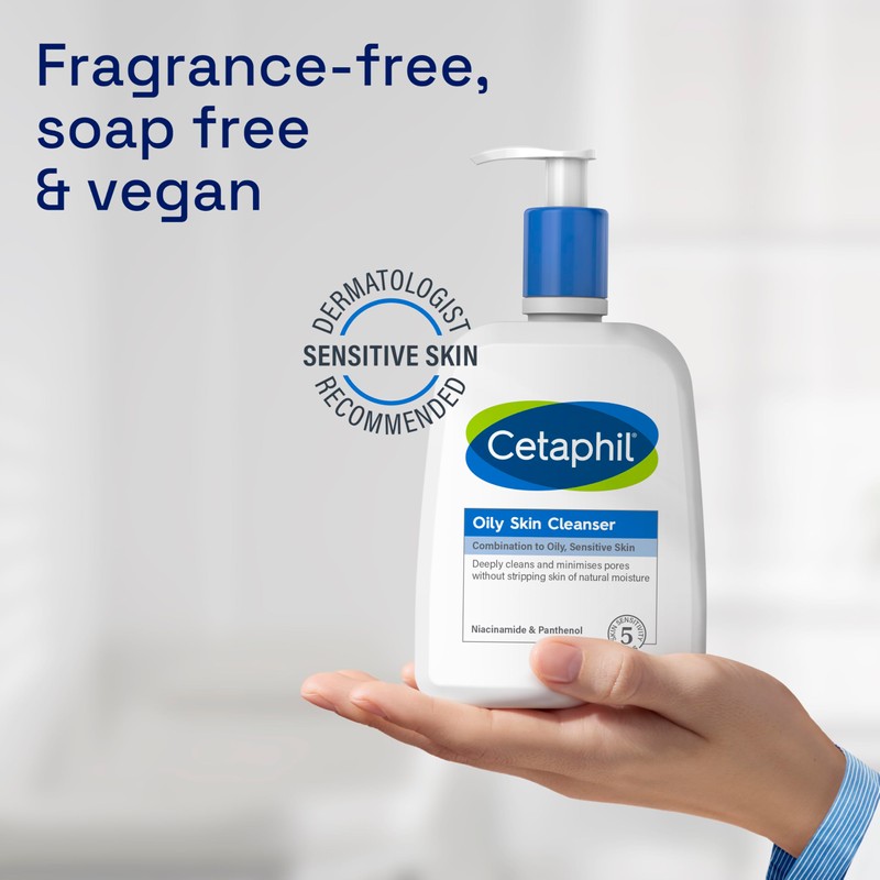 Cetaphil Oily Skin Cleanser, 236ml, Face Wash, For Combination to