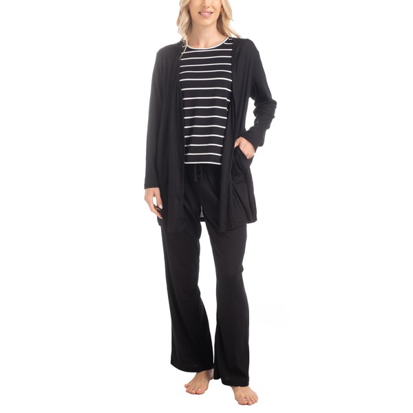 MUK LUKS Anything 3 Piece Sleep and Lounge Set, Black