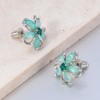CiNily Flower Earrings, Opal Stud Earrings for Women 14K White