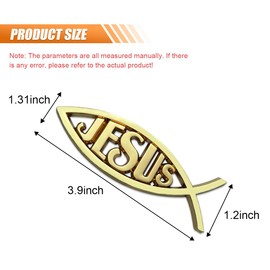2pcs Jesus Fish Decal Sticker, 3D Faith Fish Emblem Sticker, Car Chrome Decal Emblem Sticker, Christian Fish Symbol Decal for Vehicle Decoration (Gold)