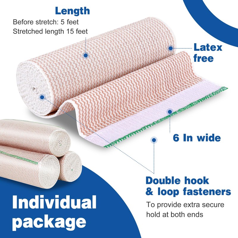 AZEN Premium 20 Pack Elastic Bandage Wrap 6 Inch, Compression