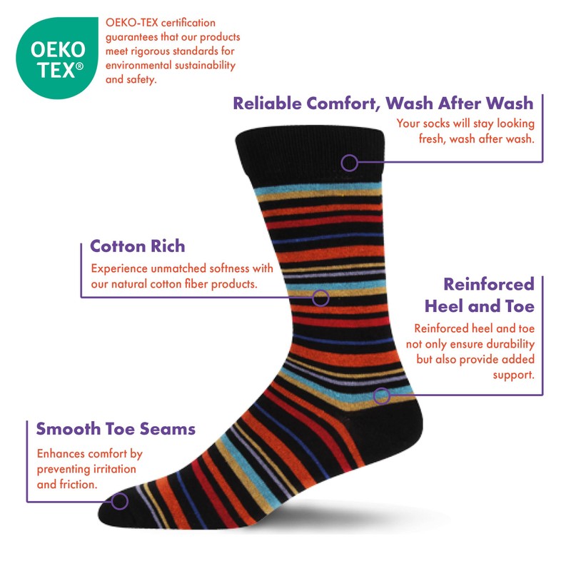 BARGAIN BUNDLE Cotton Patterned Crew Socks for Men - Size