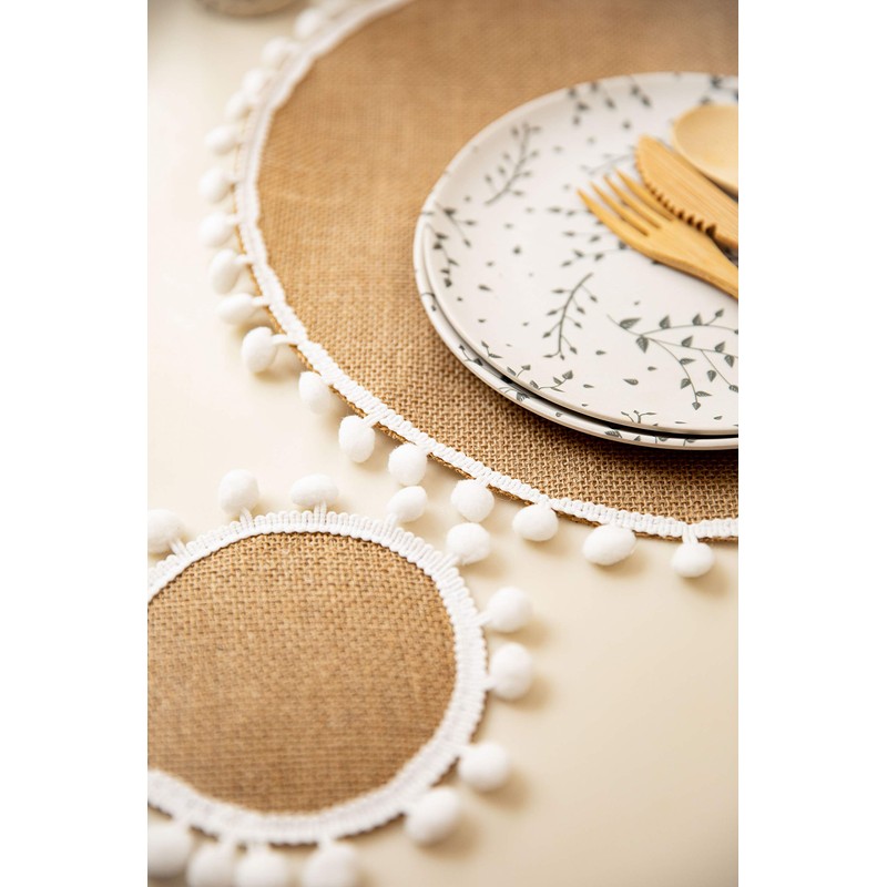 KitchenCraft Natural Elements Jute Coasters, Set of 4, Woven Jute